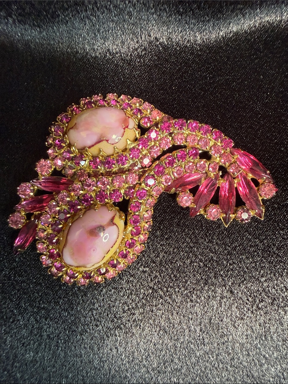 Pink Crystal Statement Brooch - 1950-1960